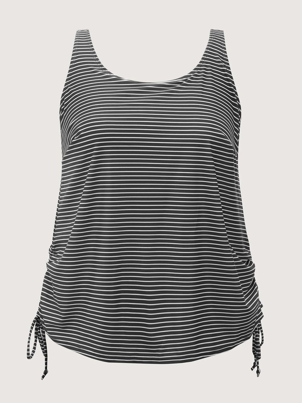 BloomChic Black and White Striped Swim Top
